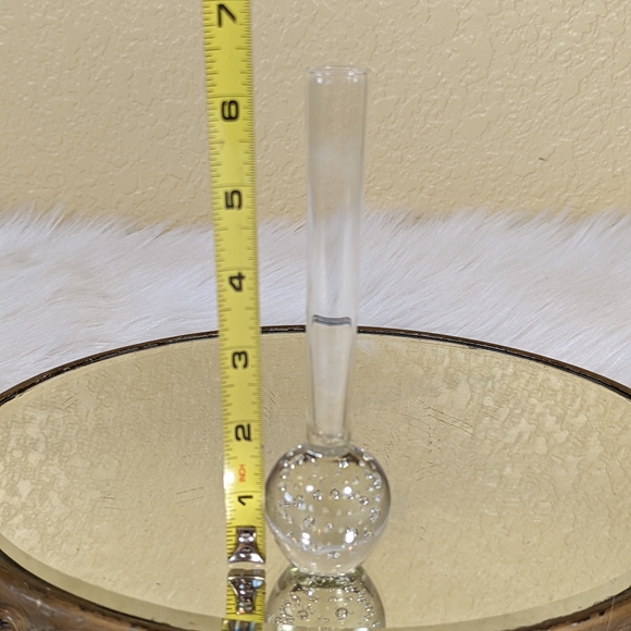 Murano Art Glass Mid Century Vintage Controlled Bubbles Bulb Clear Bud Vase - Picture 2 of 5